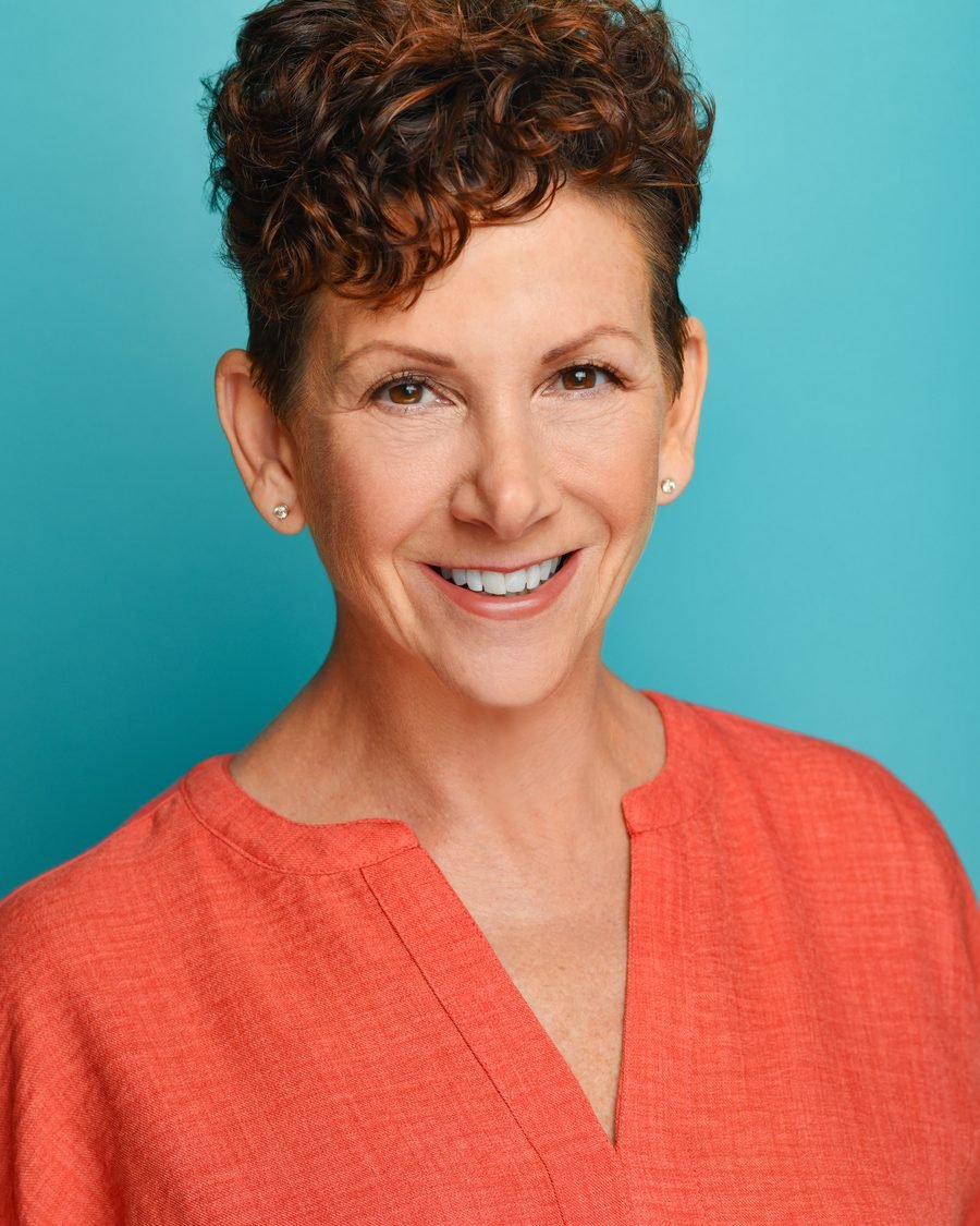 Wendy Keeling, coral top